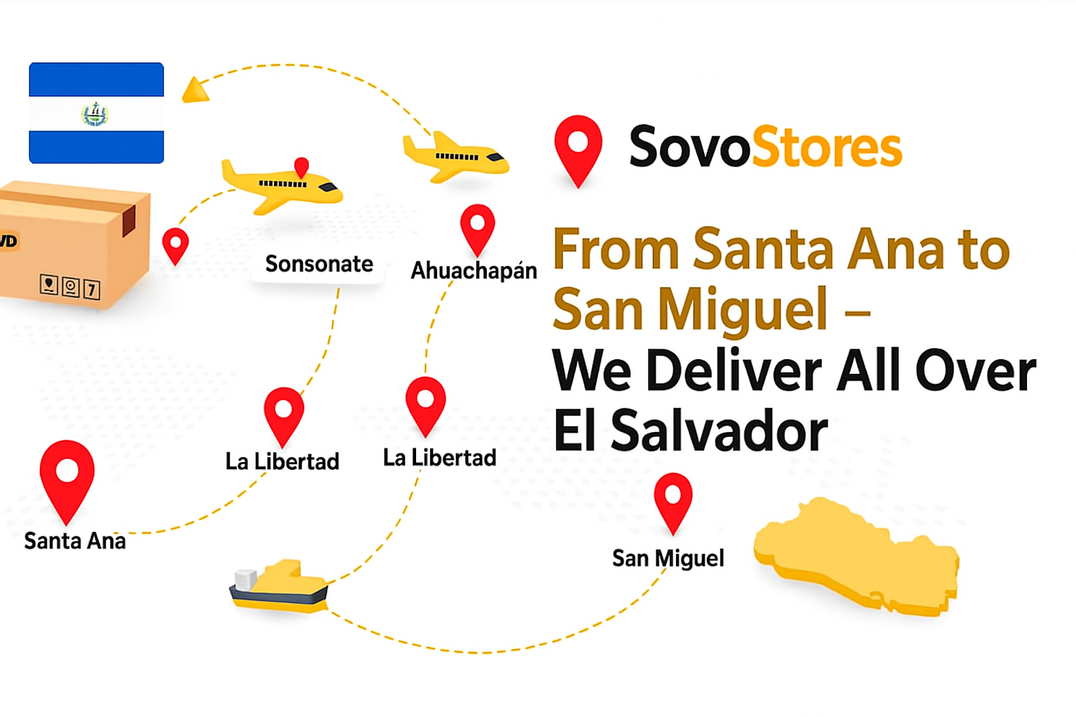 SovoStores shipping network en Latinoamérica con garantía de devolución de dinero